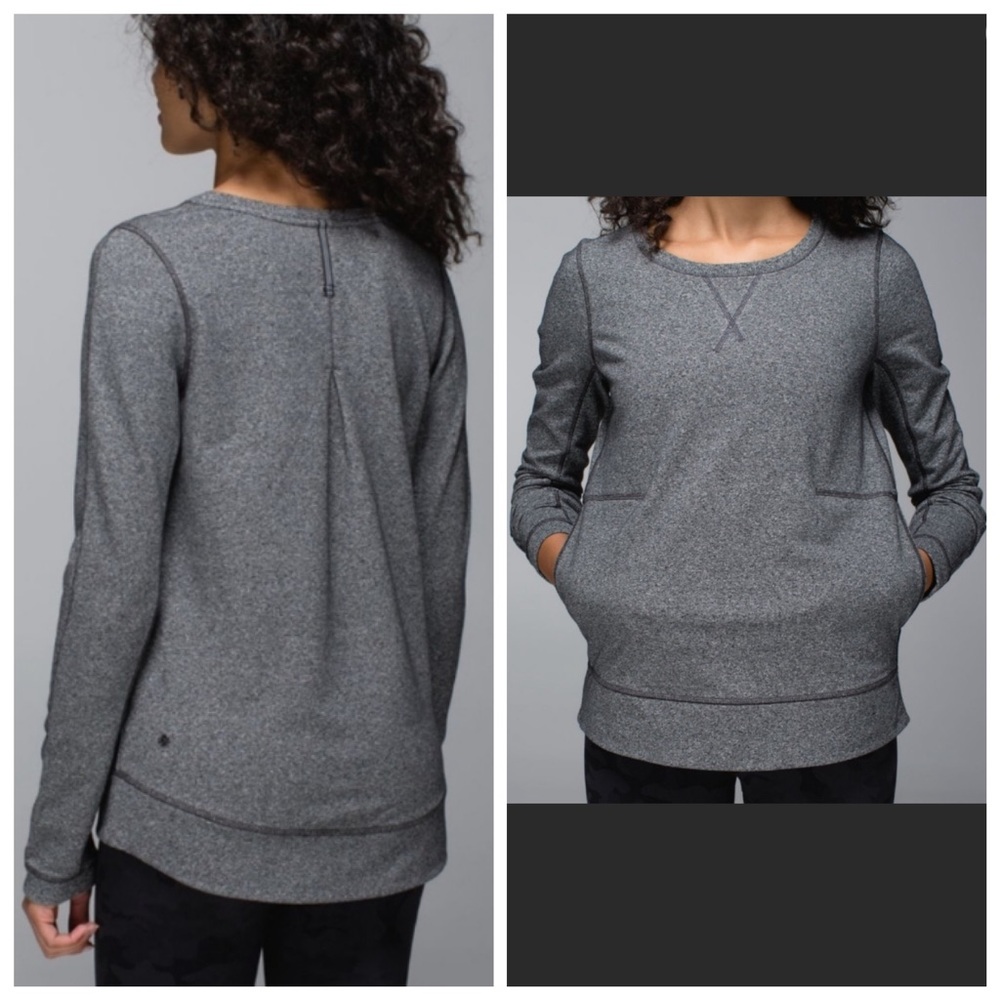 Lululemon Exhalation Athletic Lounge Front Pockets Neutral Pullover Sweater